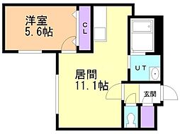 札幌市営東豊線 美園駅 徒歩4分の賃貸マンション 4階1LDKの間取り