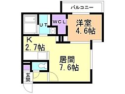 札幌市営南北線 南平岸駅 徒歩3分の賃貸マンション 2階1LDKの間取り