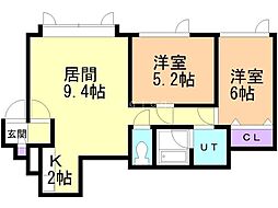 レスポアール23 3階2LDKの間取り