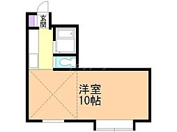 月寒原レジデンス 2階ワンルームの間取り