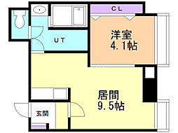 クレストコート南平岸 1階1LDKの間取り