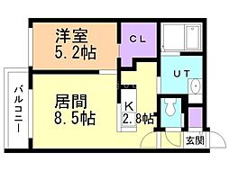 札幌市営東豊線 月寒中央駅 徒歩7分の賃貸マンション 3階1LDKの間取り