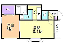 ロッキーマンション 1LDKの間取図画像