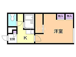 レオパレスハピネス 1Kの間取図画像