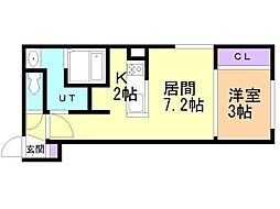 札幌市営東豊線 月寒中央駅 徒歩6分の賃貸マンション 3階1LDKの間取り