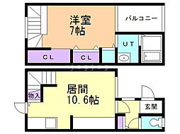 ヴィサージュ福住II 1階1LDKの間取り