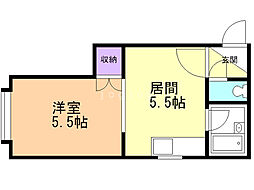 エミネンスほしの 2階1DKの間取り
