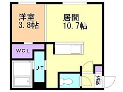 札幌市営東豊線 月寒中央駅 徒歩1分の賃貸マンション 4階1LDKの間取り