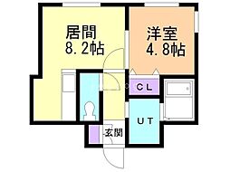 HOPE豊平公園 1階1LDKの間取り