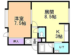 ヴィレッジ福住 3階1LDKの間取り