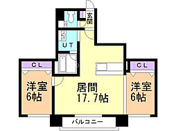 ジュビリー平岸 10階2LDKの間取り