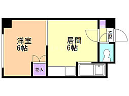アビアシオン弐番館 1DKの間取図画像