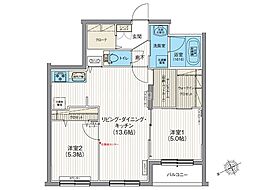 エフュート澄川 4階2LDKの間取り