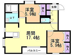プレザンファミーユ 2LDKの間取図画像