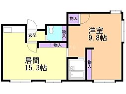 フォーサイト平岸 1LDKの間取図画像