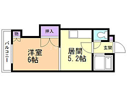 エンドレス三井 1DKの間取図画像
