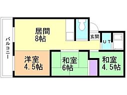 カワベビル 3DKの間取図画像