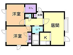 シャーメゾンリラ 2LDKの間取図画像