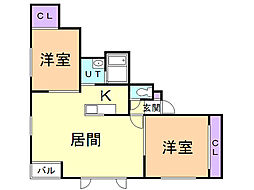 クローバー 2LDKの間取図画像