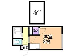 ニキハウス平岡 ワンルームの間取図画像
