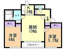 スプリングクリーク 2LDKの間取図画像