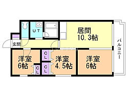 ドミローレル栗の実 2LDKの間取図画像