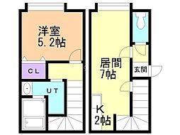 リバーヴィレッジ平岸 1LDKの間取図画像