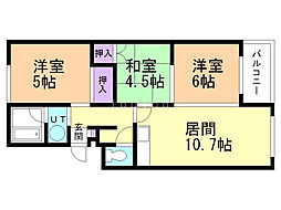 カルチュア室橋 3LDKの間取図画像