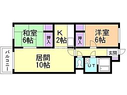 フラット57 2LDKの間取図画像