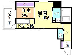 KDXレジデンス豊平公園 1LDKの間取図画像