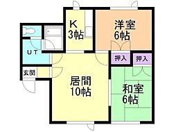 ハウスノムラ壱番館 2LDKの間取図画像