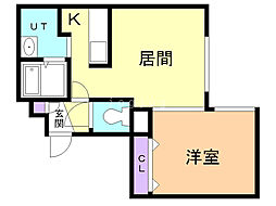 ポデュームH38 1LDKの間取図画像