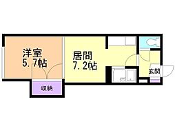 デベックス澄川47 1DKの間取図画像