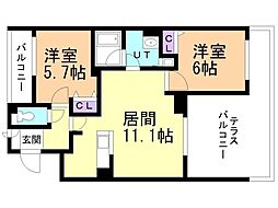 フレアテラス厚別 2LDKの間取図画像