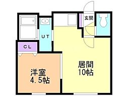 ハードデイズナイト 1LDKの間取図画像