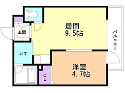 ブローニュ澄川 1LDKの間取図画像