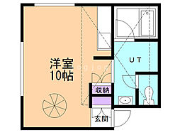 リストワール中の島 ワンルームの間取図画像