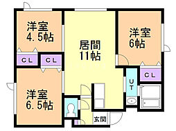こぶしハイツC 3LDKの間取図画像