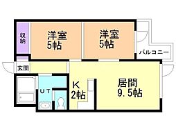 ディオステージ平岸 2LDKの間取図画像