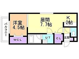 ル・カフェイエ 1LDKの間取図画像