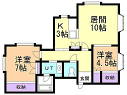 エンブレム平岸 2LDKの間取図画像