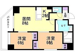 コーモド月寒東 2LDKの間取図画像