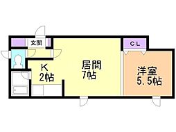 コンフォール札幌 1LDKの間取図画像