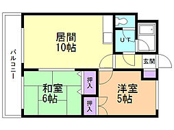 ロイヤルレインボー平岸A 2LDKの間取図画像