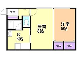 マイルーム澄川C 1LDKの間取図画像