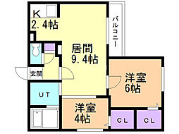 レガリア美園 2LDKの間取図画像
