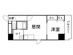 パークヒルズ中の島21 1DKの間取図画像