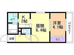 アンソレイユ 1LDKの間取図画像
