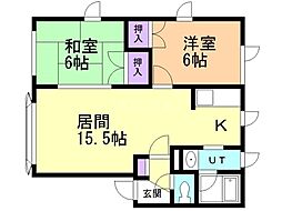 ハーヴェストA 2LDKの間取図画像