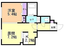 ゼスティ学園前 1LDKの間取図画像